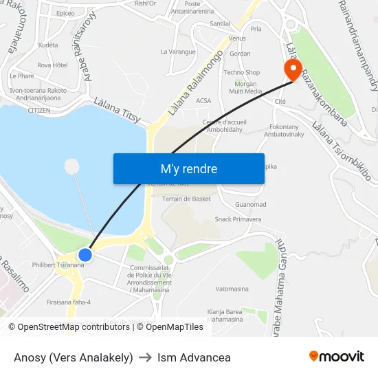 Anosy (Vers Analakely) to Ism Advancea map