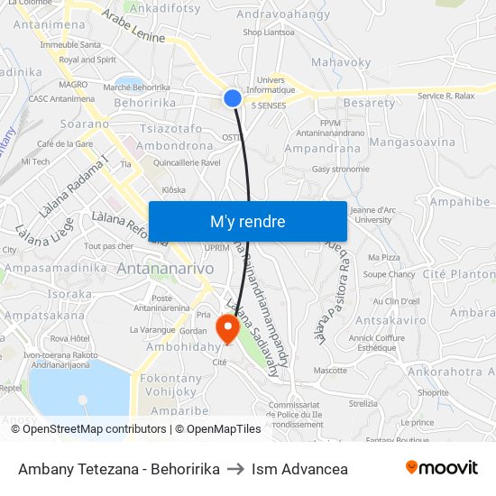 Ambany Tetezana - Behoririka to Ism Advancea map