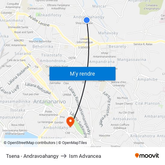 Tsena - Andravoahangy to Ism Advancea map