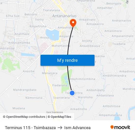 Terminus 115 - Tsimbazaza to Ism Advancea map