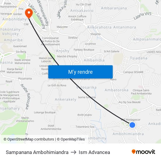 Sampanana Ambohimiandra to Ism Advancea map