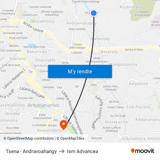 Tsena - Andravoahangy to Ism Advancea map