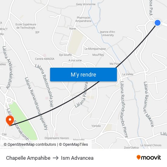 Chapelle Ampahibe to Ism Advancea map