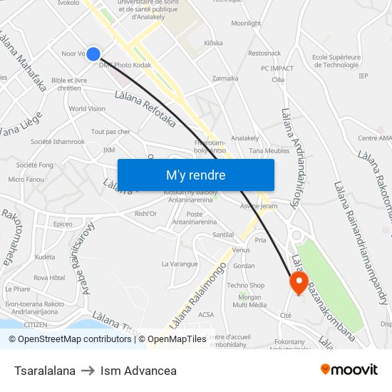 Tsaralalana to Ism Advancea map