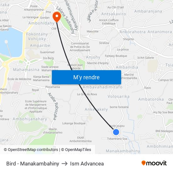 Bird - Manakambahiny to Ism Advancea map
