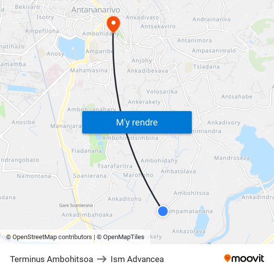 Terminus Ambohitsoa to Ism Advancea map