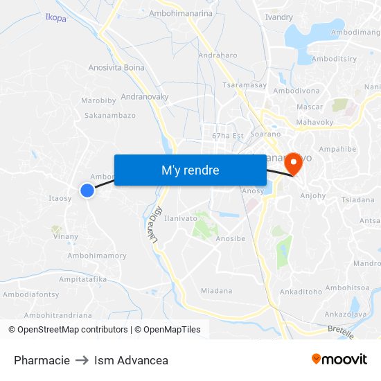 Pharmacie to Ism Advancea map