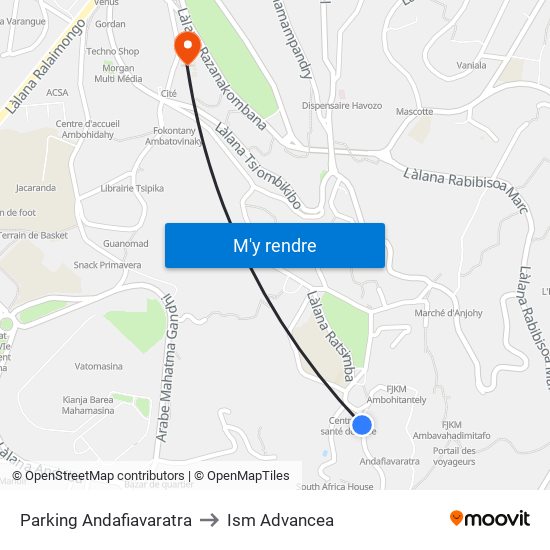 Parking Andafiavaratra to Ism Advancea map