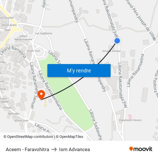 Aceem - Faravohitra to Ism Advancea map