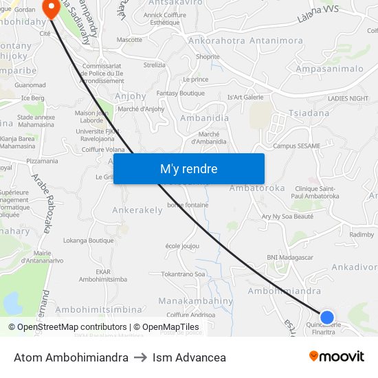Atom Ambohimiandra to Ism Advancea map