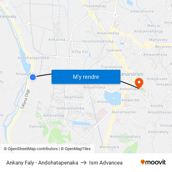 Ankany Faly - Andohatapenaka to Ism Advancea map