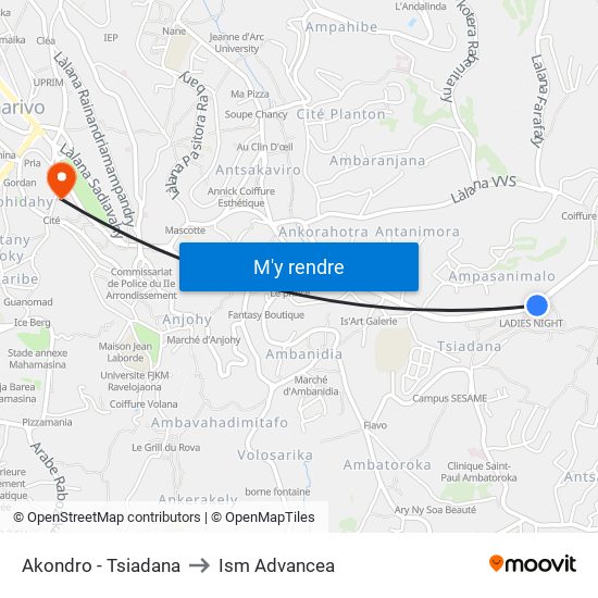 Akondro - Tsiadana to Ism Advancea map