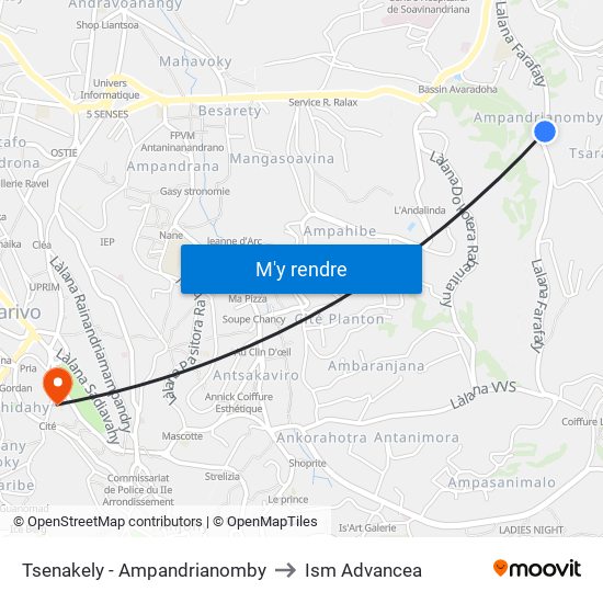 Tsenakely - Ampandrianomby to Ism Advancea map