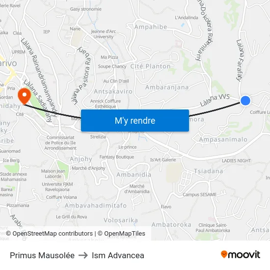 Primus Mausolée to Ism Advancea map