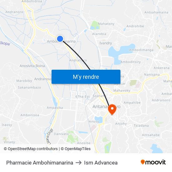 Pharmacie Ambohimanarina to Ism Advancea map