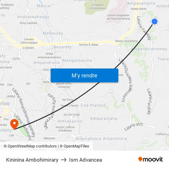 Kininina Ambohimirary to Ism Advancea map