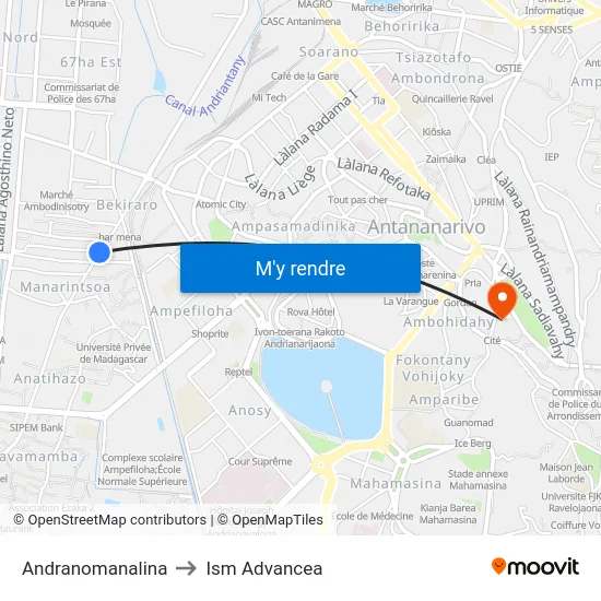 Andranomanalina to Ism Advancea map