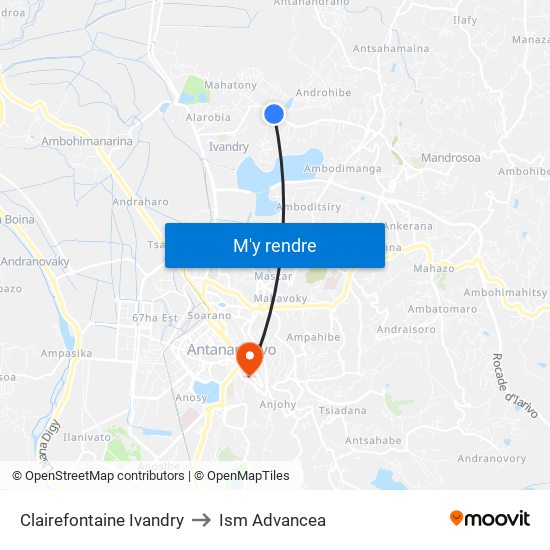 Clairefontaine Ivandry to Ism Advancea map
