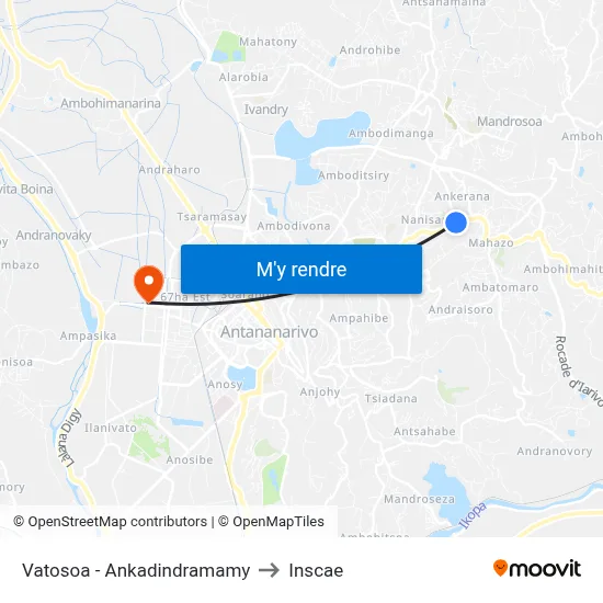 Vatosoa - Ankadindramamy to Inscae map