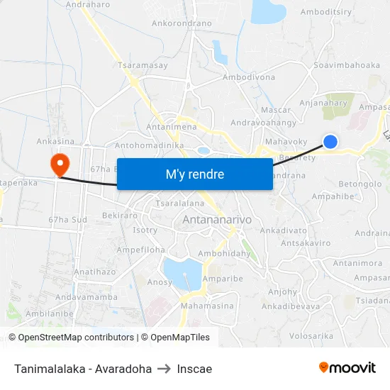 Tanimalalaka - Avaradoha to Inscae map