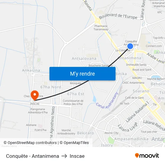 Conquête - Antanimena to Inscae map