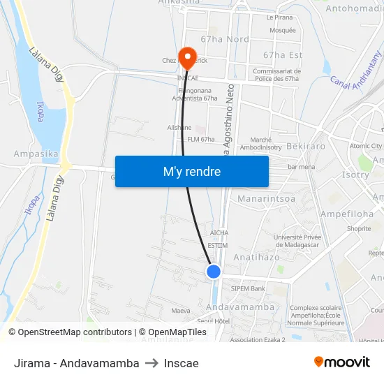 Jirama - Andavamamba to Inscae map