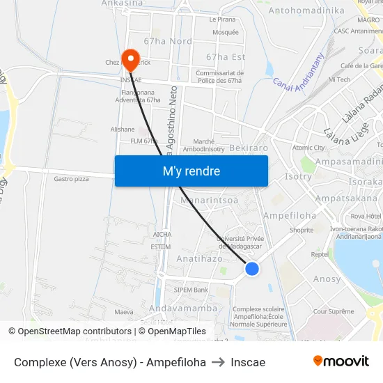 Complexe (Vers Anosy) - Ampefiloha to Inscae map
