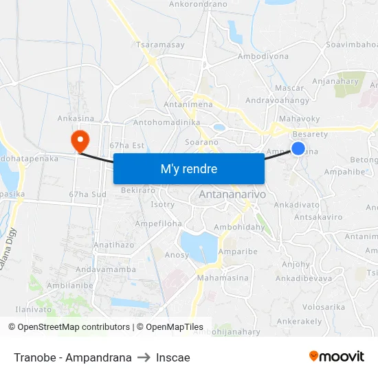 Tranobe - Ampandrana to Inscae map