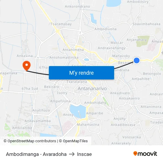 Ambodimanga - Avaradoha to Inscae map