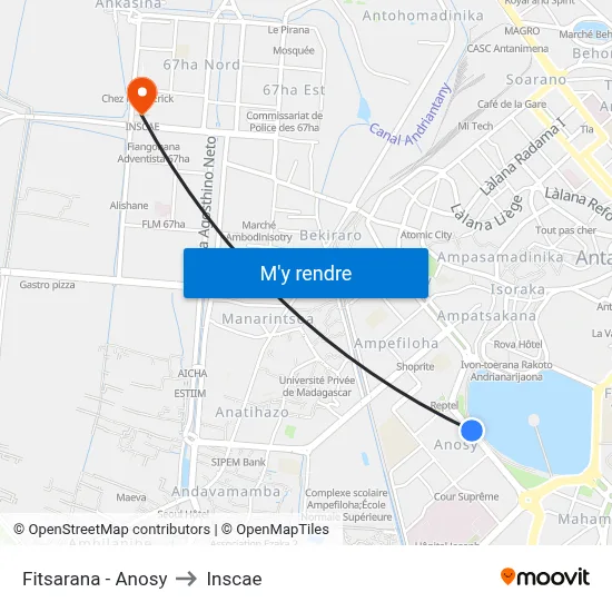 Fitsarana - Anosy to Inscae map