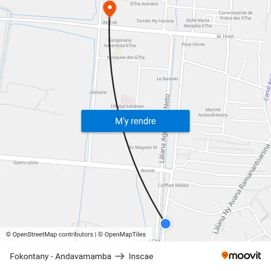 Fokontany - Andavamamba to Inscae map