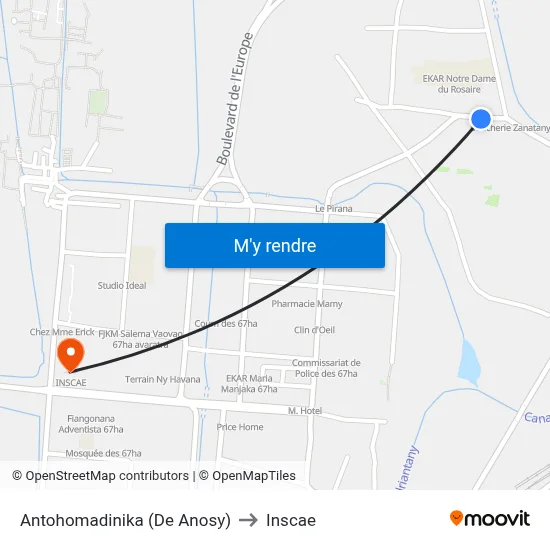 Antohomadinika (De Anosy) to Inscae map