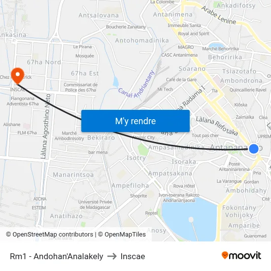 Rm1 - Andohan'Analakely to Inscae map