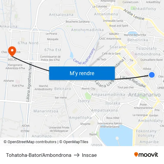 Tohatoha-Baton'Ambondrona to Inscae map