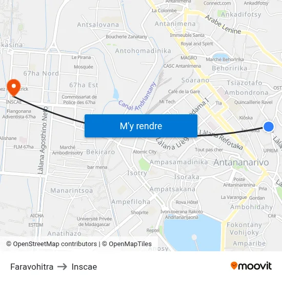 Faravohitra to Inscae map