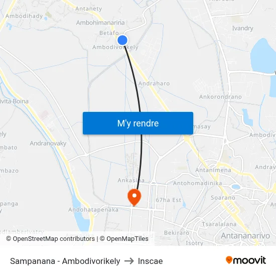 Sampanana - Ambodivorikely to Inscae map