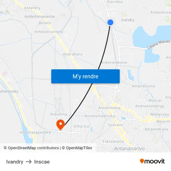 Ivandry to Inscae map
