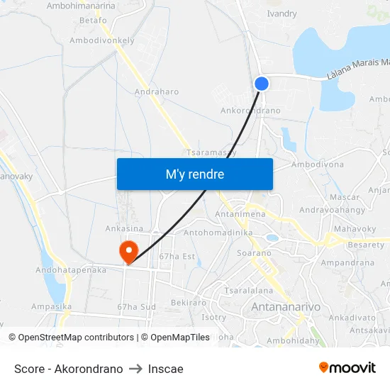 Score - Akorondrano to Inscae map