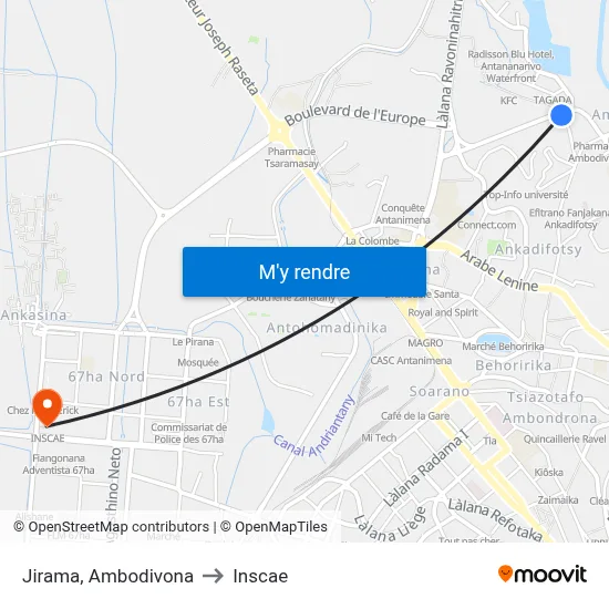 Jirama, Ambodivona to Inscae map