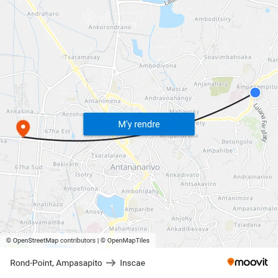 Rond-Point, Ampasapito to Inscae map