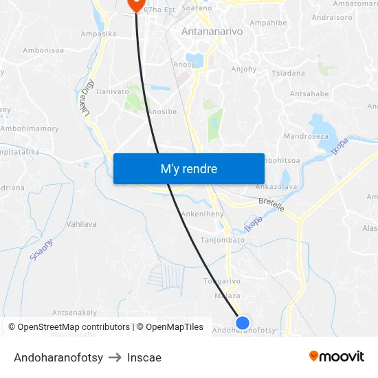 Andoharanofotsy to Inscae map