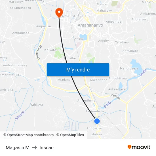 Magasin M to Inscae map