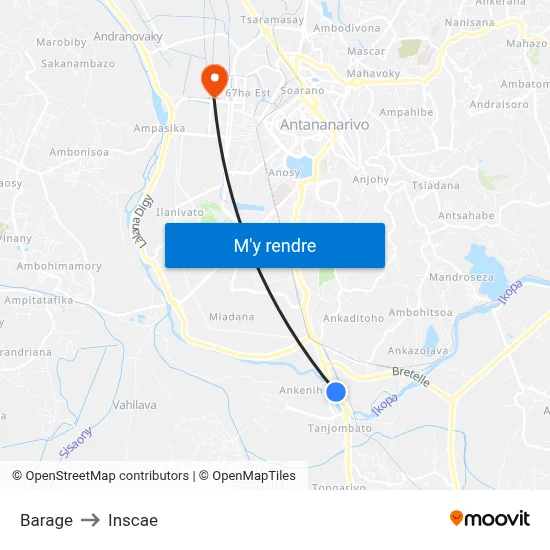 Barage to Inscae map