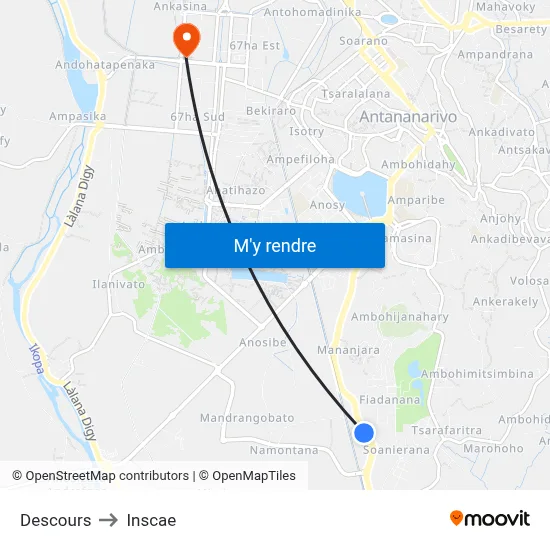 Descours to Inscae map