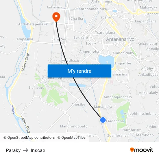 Paraky to Inscae map