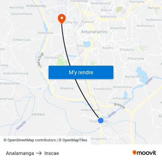 Analamanga to Inscae map