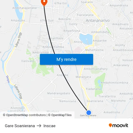 Gare Soanierana to Inscae map