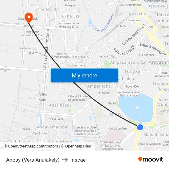 Anosy (Vers Analakely) to Inscae map