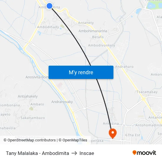Tany Malalaka - Ambodimita to Inscae map