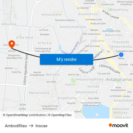 Ambodifilao to Inscae map